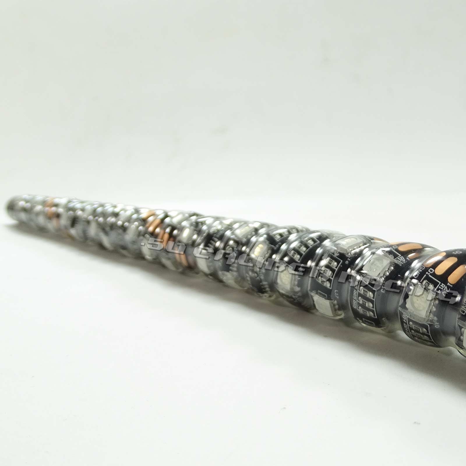 PAIR of Bluetooth Spiral LED Lighted Whips - Hundreds of LED bulbs wound around fiberglass core