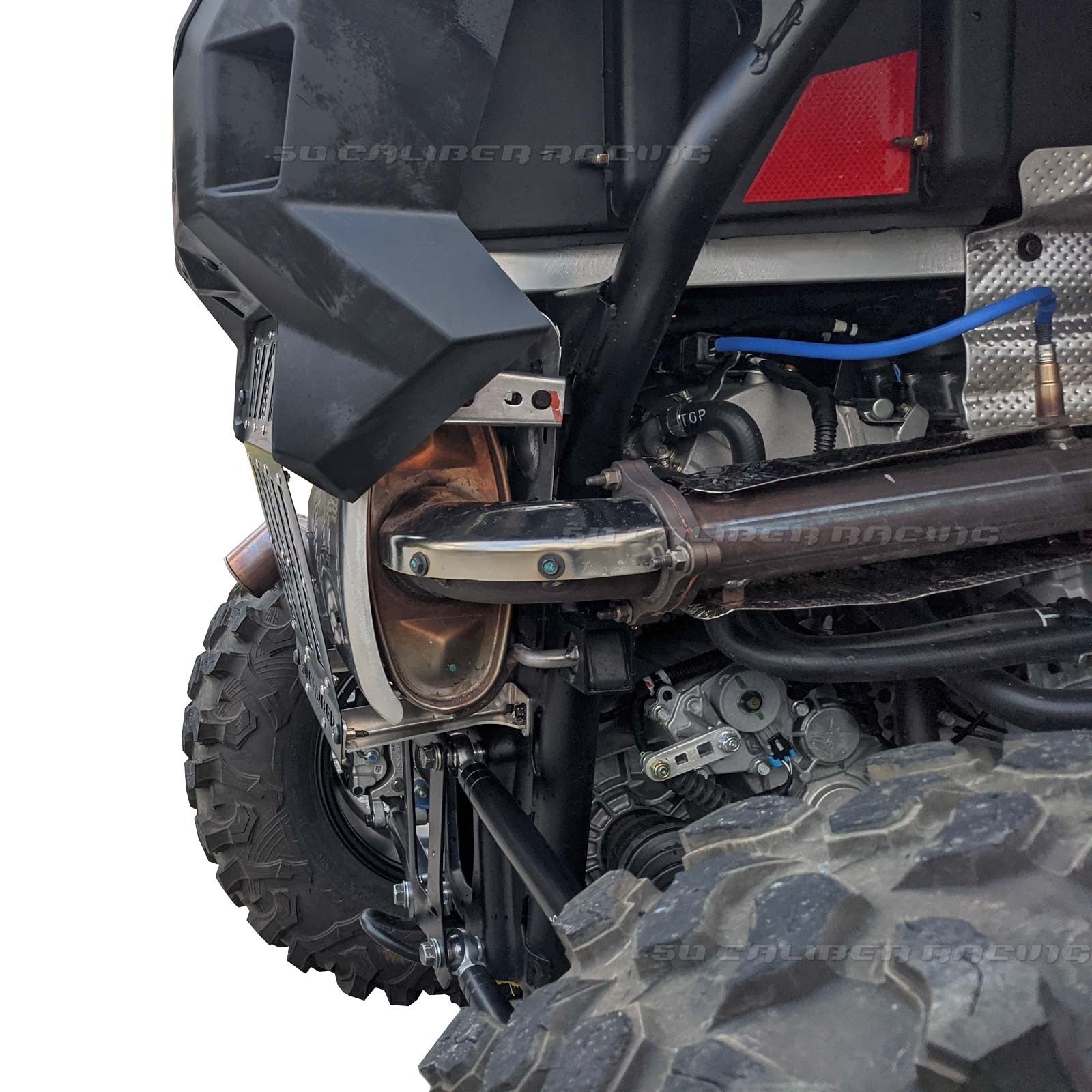 Polaris RZR Turbo R Vented Exhaust Cover - Increases departure angle over stock plastic piece