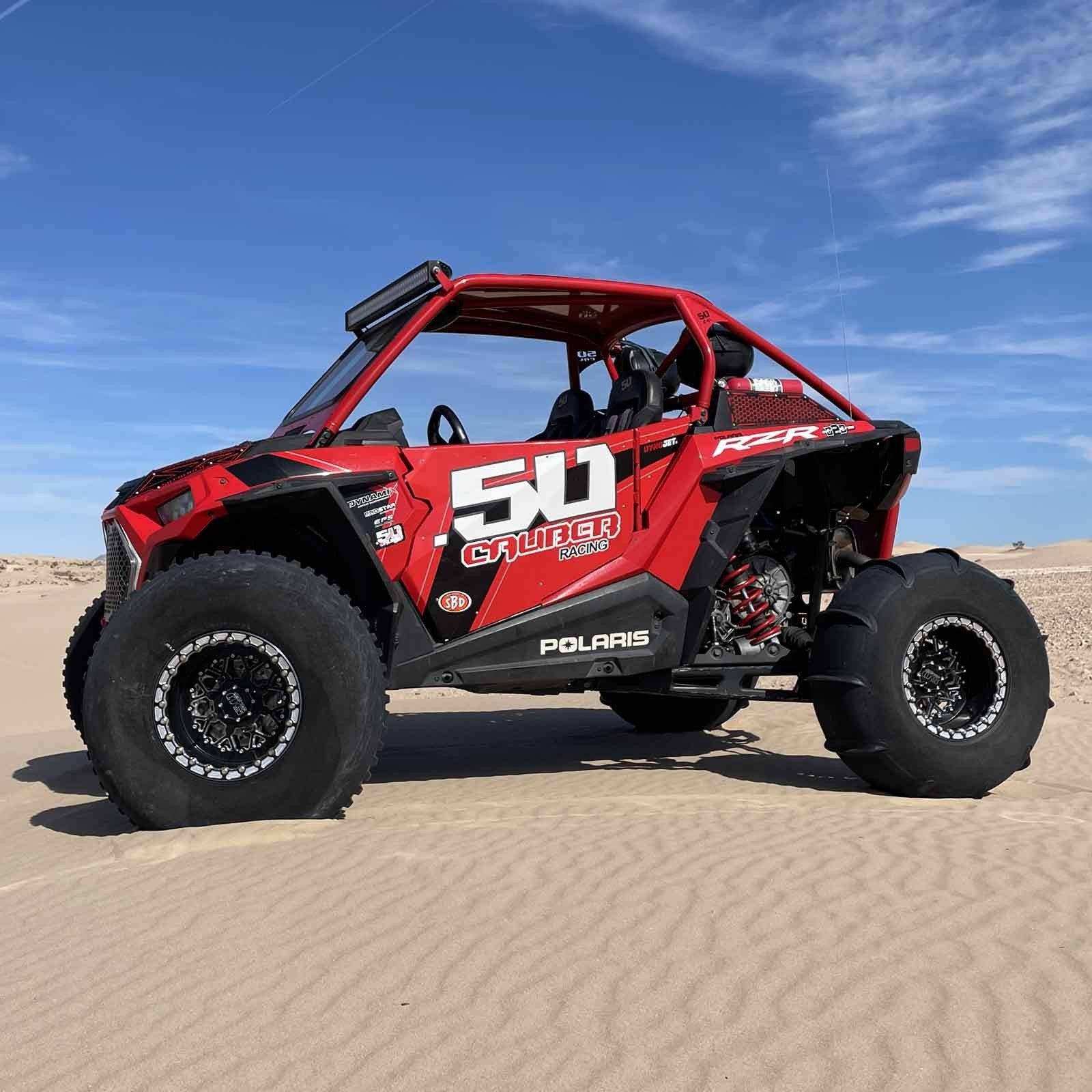 503 Billet Aluminum Beadlock wheel Black mounted on a Polaris Turbo S RZR