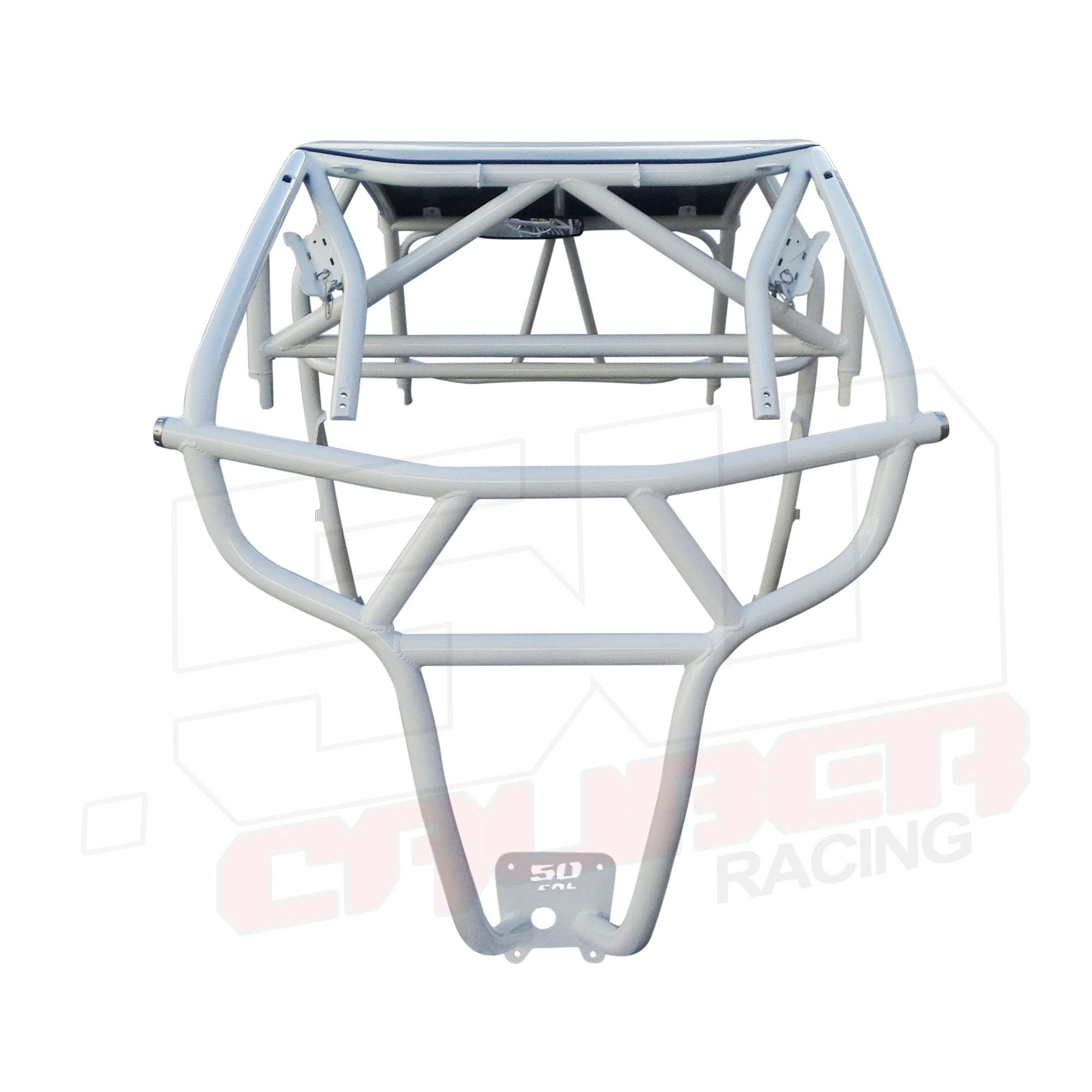 RZR4 white roll cage 4 inch lower rear view
