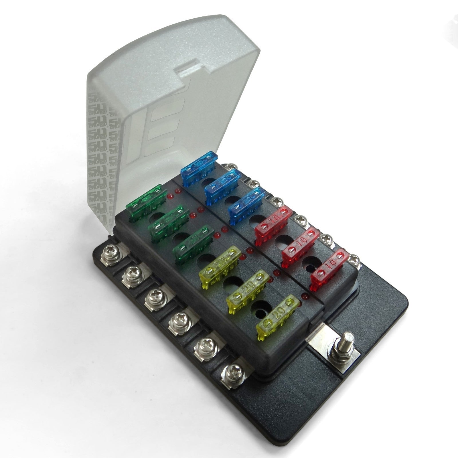 12 Way Standard LED Circuit Blade Fuse Box