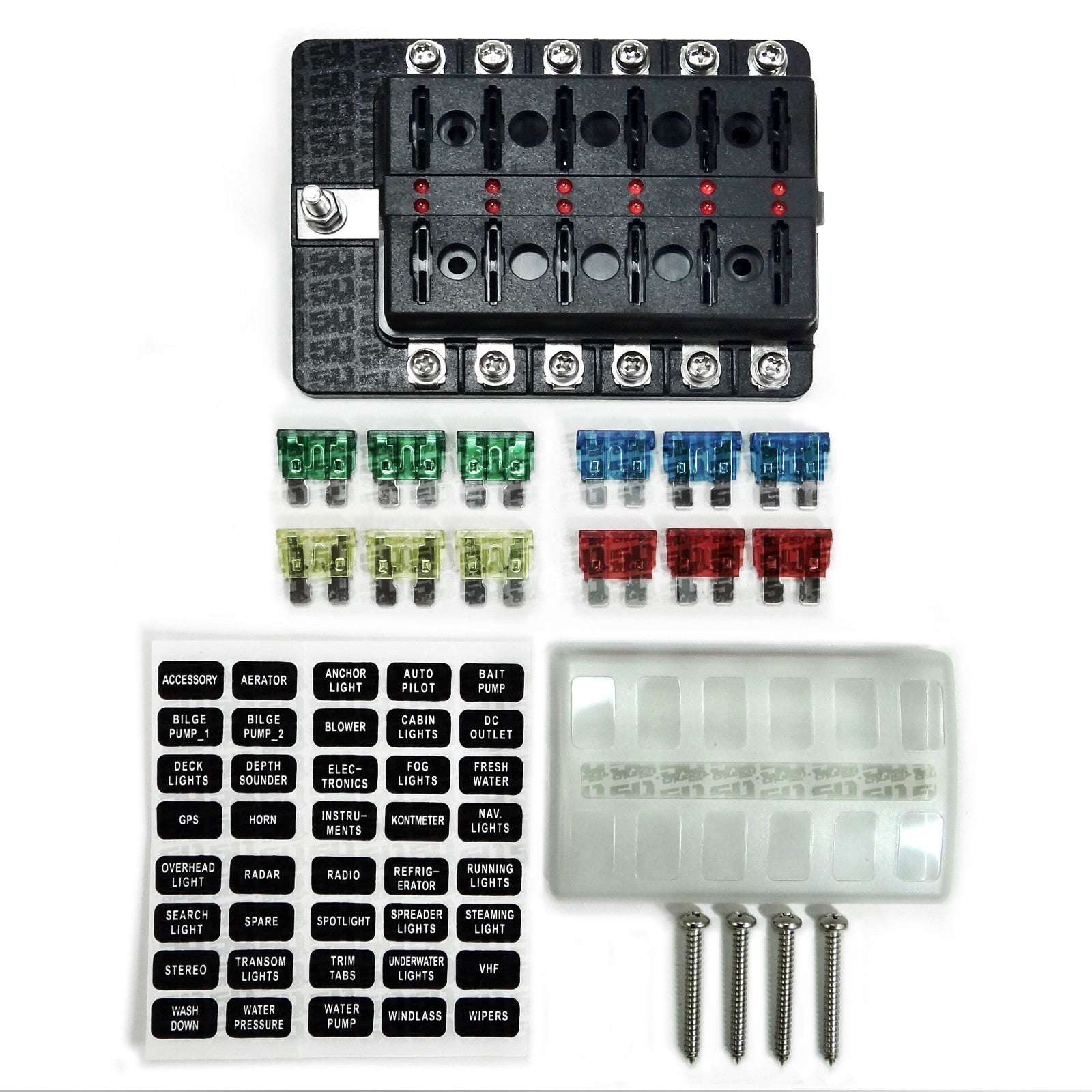 12 Way Standard LED Circuit Blade Fuse Block