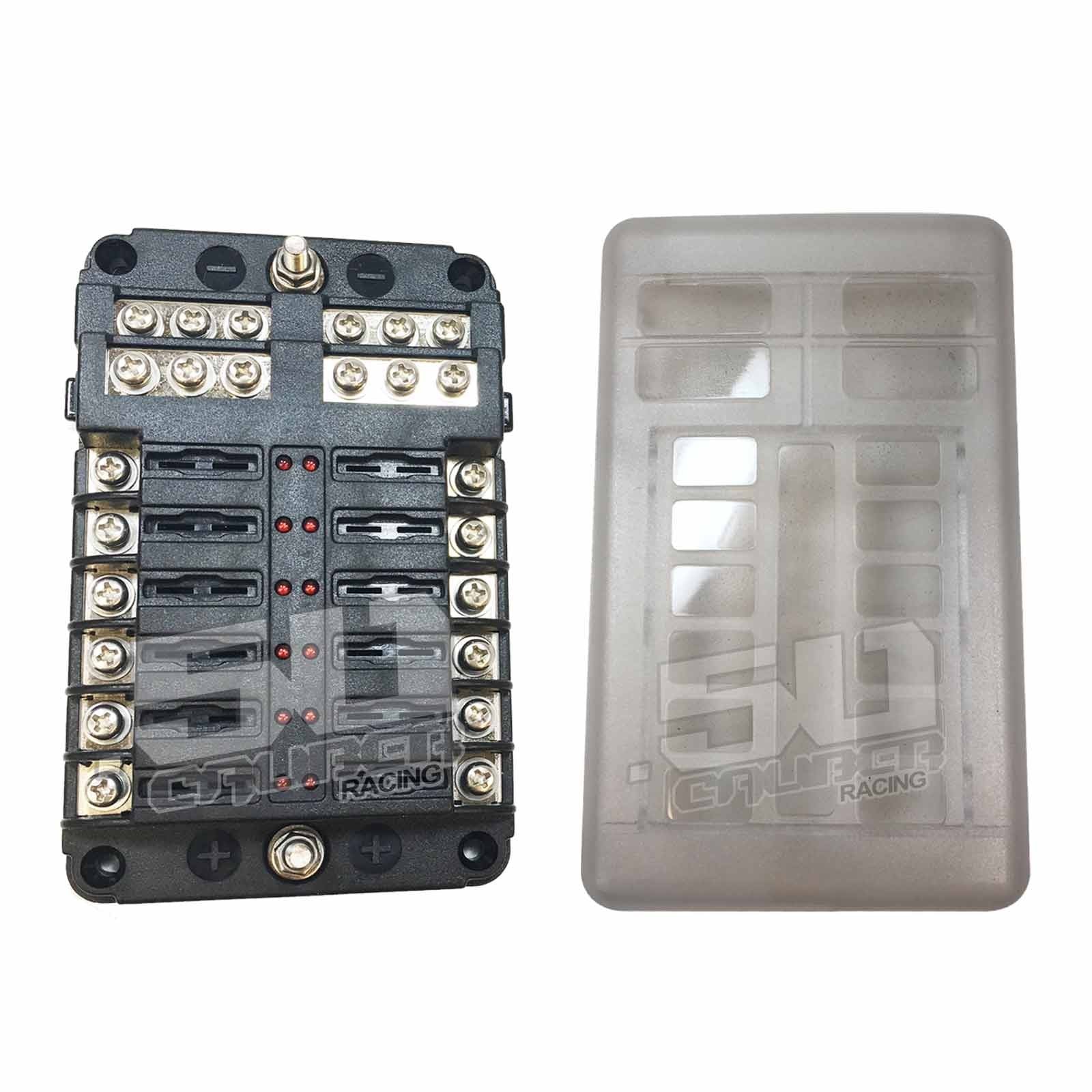 12 fuse power and ground fuse block with screw terminals