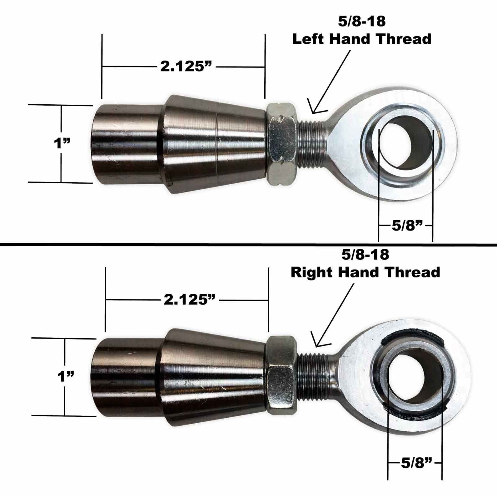Rod End Kit - Single Joint - 5/8 Chromoly Heim - 1.25 OD Tubing Dimensions