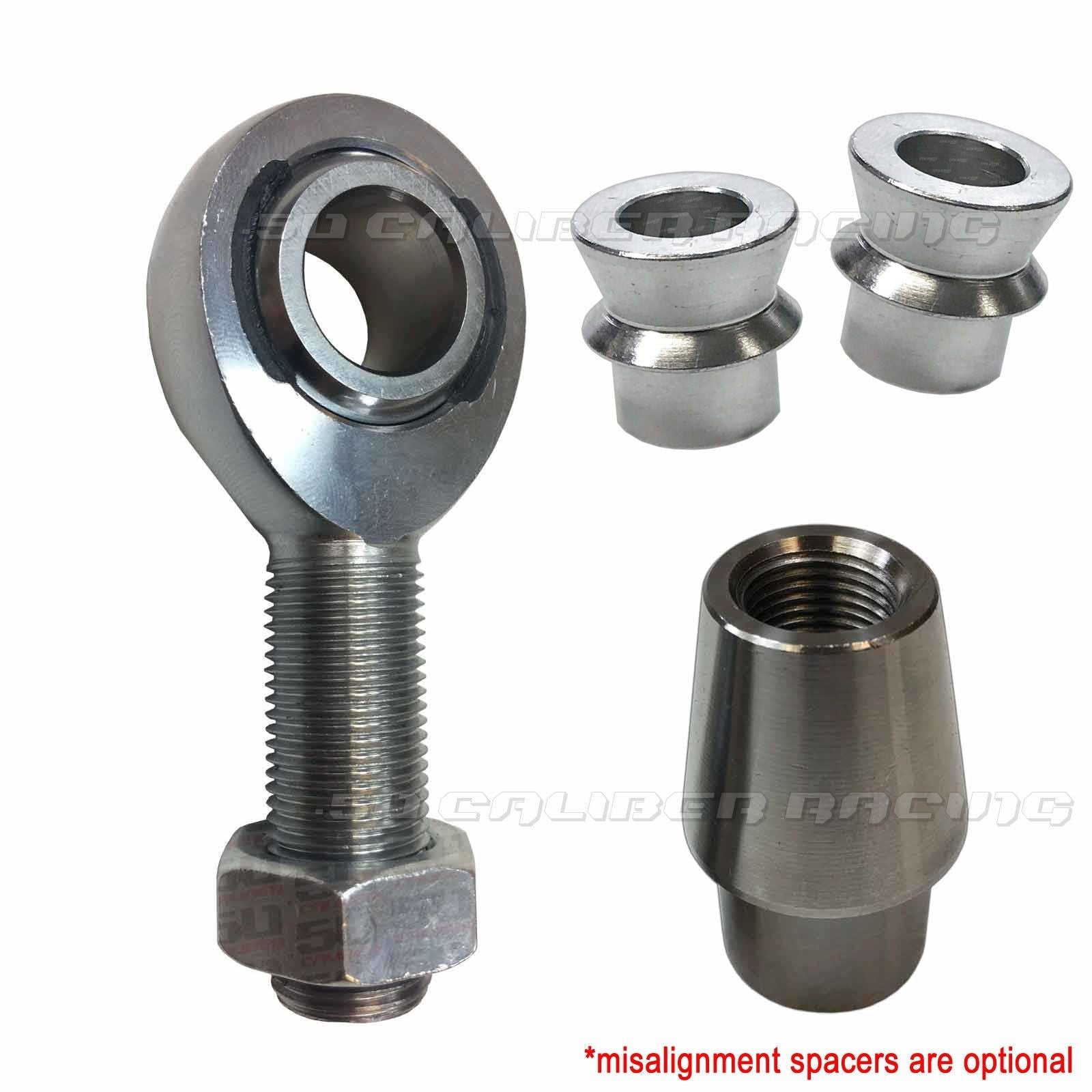 Rod End Kit - Single Joint - 7/8-14 x 7/8 bore Chromoly Heim - 1.5" OD Tubing - Shown With Optional Misalignment Spacers