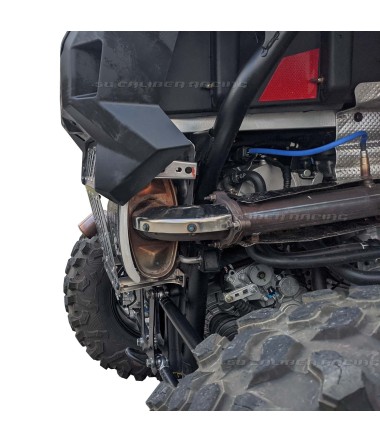 Polaris RZR Turbo R Vented Exhaust Cover - Increases departure angle over stock plastic piece