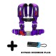 Purple 2" 4 point Harness Seat Belt 50 Caliber Racing Plus Bypass Override Plug