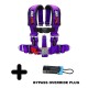 Purple 3" 5 point Harness Seat Belt 50 Caliber Racing Plus Bypass Override Plug