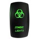 Illuminated On/Off Rocker Switch Zombie Lights Green
