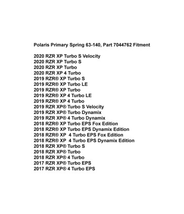 OEM Polaris Primary Clutch Spring 7044762 Fitment