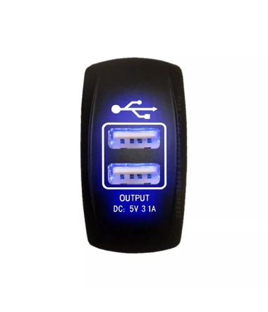 Illuminated Dual USB Rocker Switch