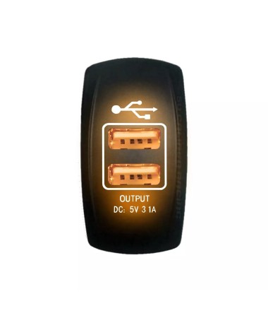 Illuminated Dual USB Rocker Switch