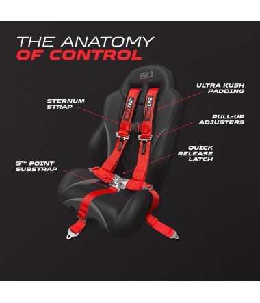 50 Caliber Racing 2" 5 pt Racing Safety Harness anti-sub strap