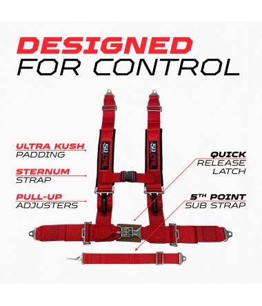50 Caliber Racing 2" 5 pt Racing Safety Harness anti-sub strap