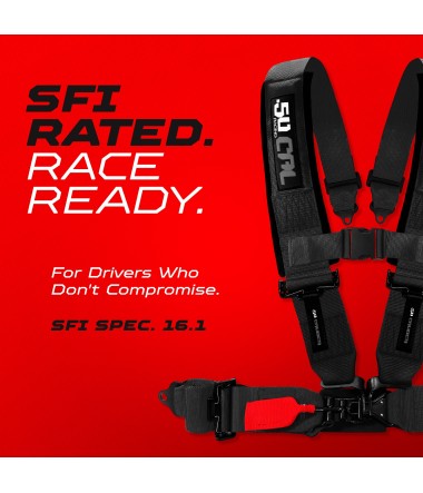 SFI Approved 2" and  3" 5pt Black Safety Harness