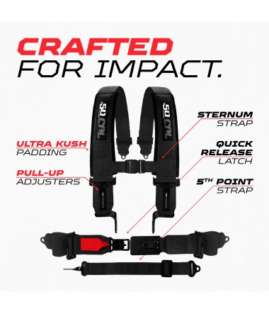 SFI Approved 2" and  3" 5pt Black Safety Harness
