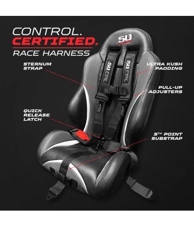 SFI Approved 2" and  3" 5pt Black Safety Harness