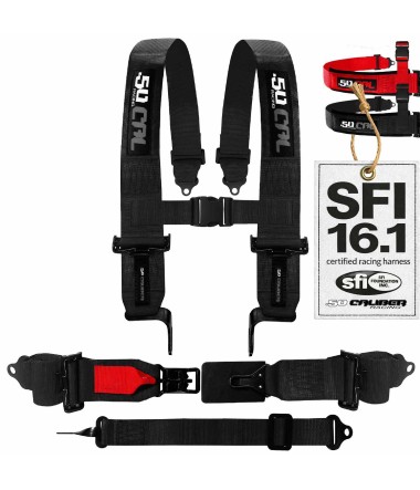 SFI Approved 2" and  3" 5pt Black Safety Harness