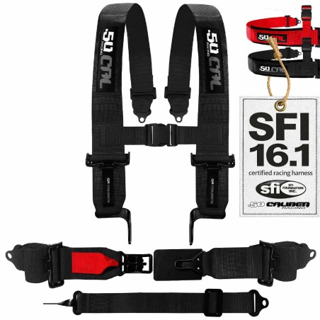 SFI Approved 2" and  3" 5pt Black Safety Harness