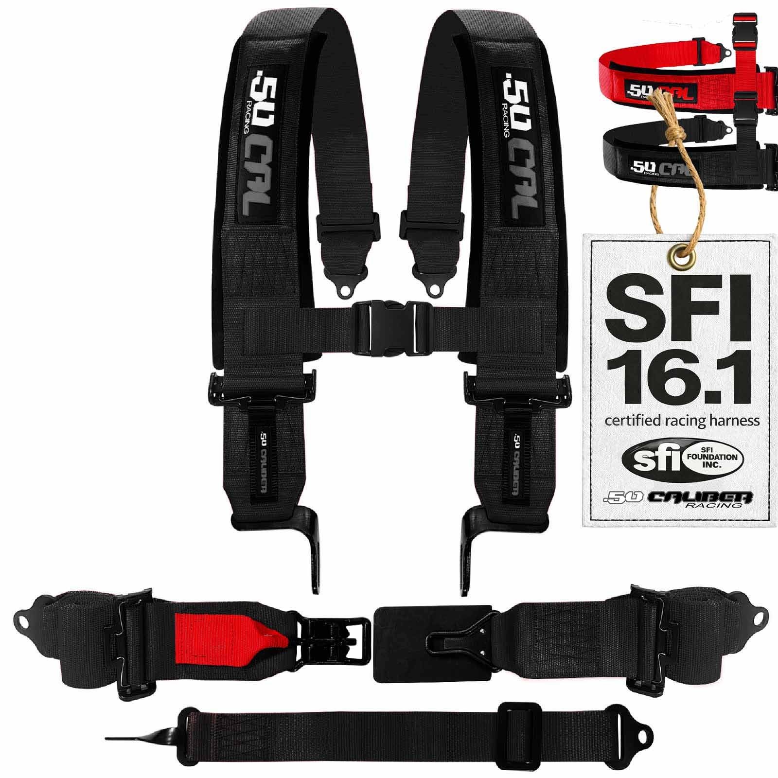 SFI Approved 2" and  3" 5pt Black Safety Harness