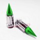 10 x 1.25 mm Chrome Lug Nuts with Anodized Aluminum Spikes - Green 2.5" Total Length