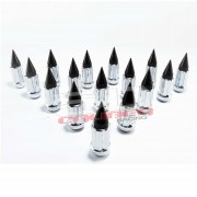 3/8 x 24 Chrome Lug Nuts with Anodized Aluminum Spikes - Black