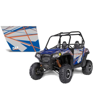 Polaris RZR Blue Fire sticker kit for 50 caliber doors