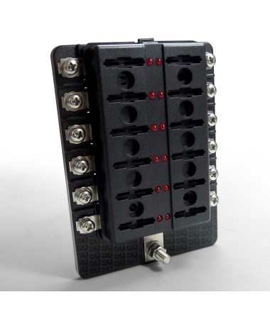 12 Way Standard LED Circuit Blade Fuse Box