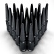 12x1.25mm Extended Spike Lug Nuts - 60 Degree Taper Seat - 20 Pack for 5 Lug Vehicles - Black