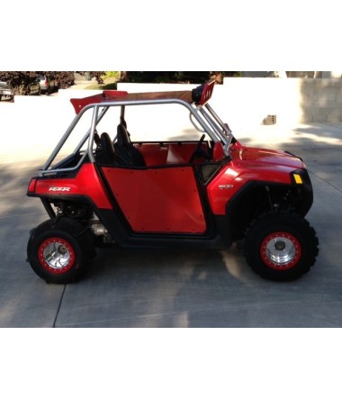 Red on black rzr 2 seater doors for rzr s	 xp	 800 and 900