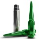 12x1.25mm Extended Spike Lug Nuts - 60 Degree Taper Seat - Green