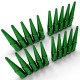 12x1.5mm Extended Spike Lug Nuts - 60 Degree Taper Seat - 20 Pack for 5 Lug Vehicles - Green