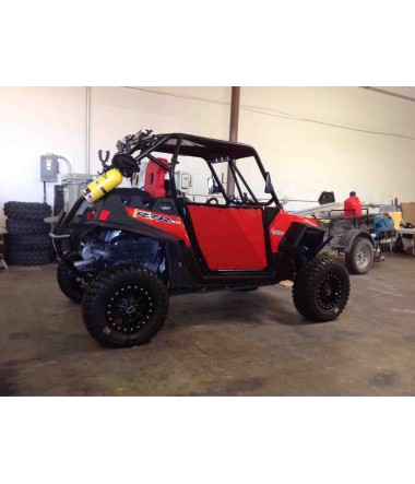 Red on black rzr 2 seater doors for rzr s	 xp	 800 and 900