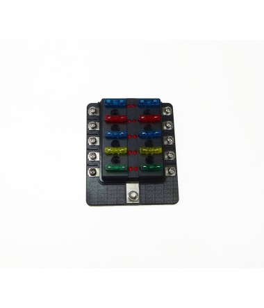 10 Way Fuse Block - Ring Terminals - LED Indicators