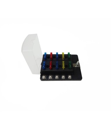 10 Way Fuse Block - Ring Terminals - LED Indicators