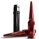 3/8-24 Extended Spike Lug Nuts - 60 Degree Taper Seat – Includes extra long socket key – Red Finish