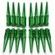 3/8-24 Extended Spike Lug Nuts - 60 Degree Taper Seat – Fits conical seat oem and aftermarket wheels – Green Finish
