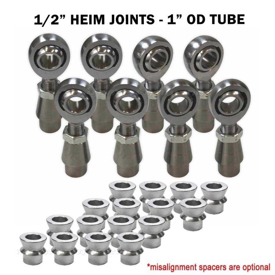 4 Link Rod End Kit - 1/2" Chromoly Heim - 1" OD Tubing and high misalignment spacers included