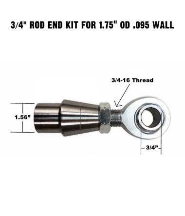 Single Joint Rod End - 3/4" Chromoly Heim - 1.75" OD Tubing