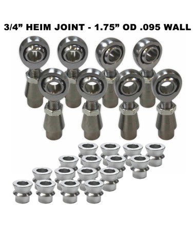 4 Link Rod End Kit - 3/4" Chromoly Heim - 1.75" OD .095 Wall Round Tubing WITH Spacers	