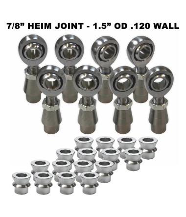 4 Link Rod End Kit - 7/8" Chromoly Heim - 1.5" OD .120 Wall Round Tubing - WITH Spacers	