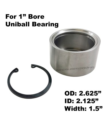 4130 Chromoly Uniball Cup with Snap Ring for 1" bore Uniball Bearing