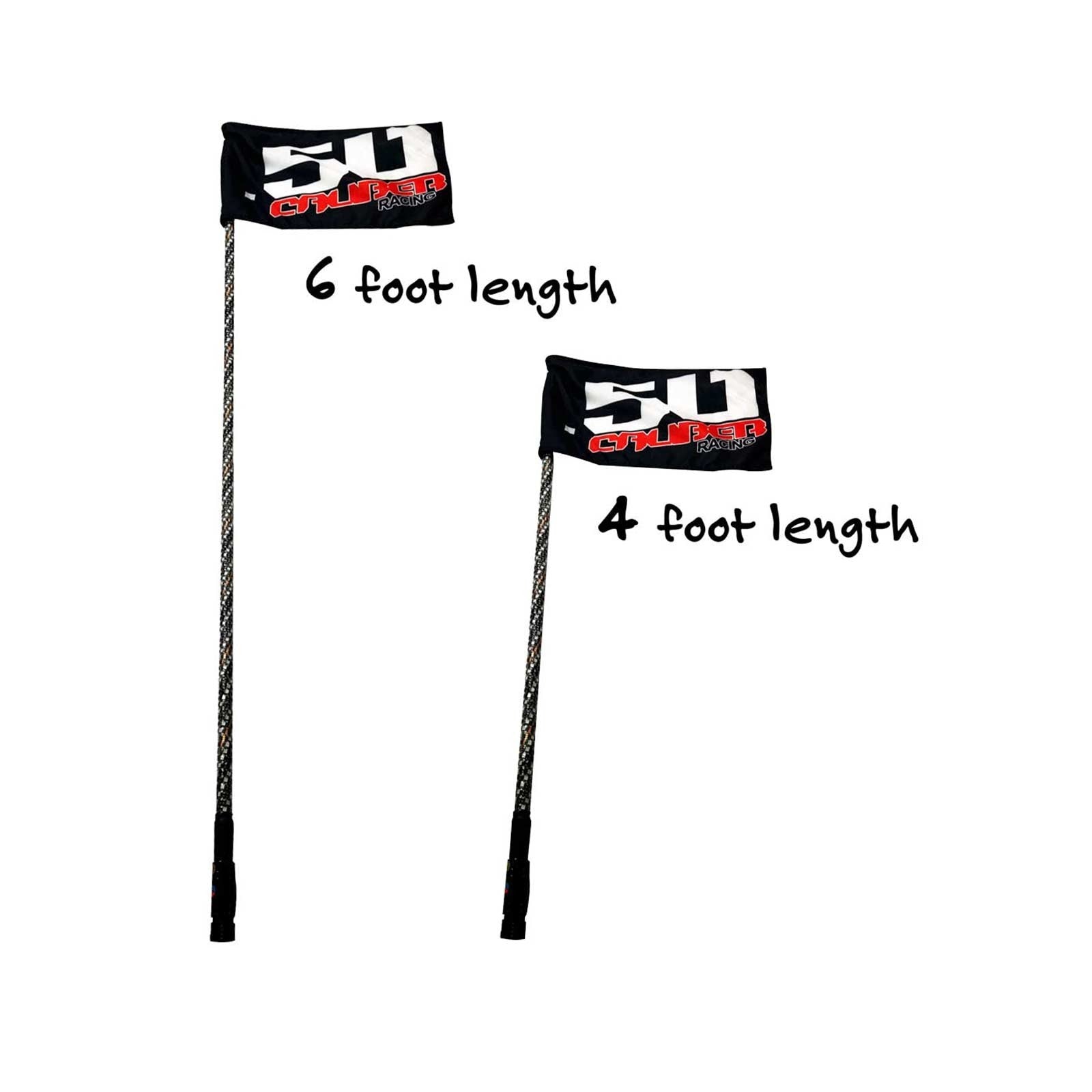 Single 50 Cal whips available in 4 foot and 6 foot lengths