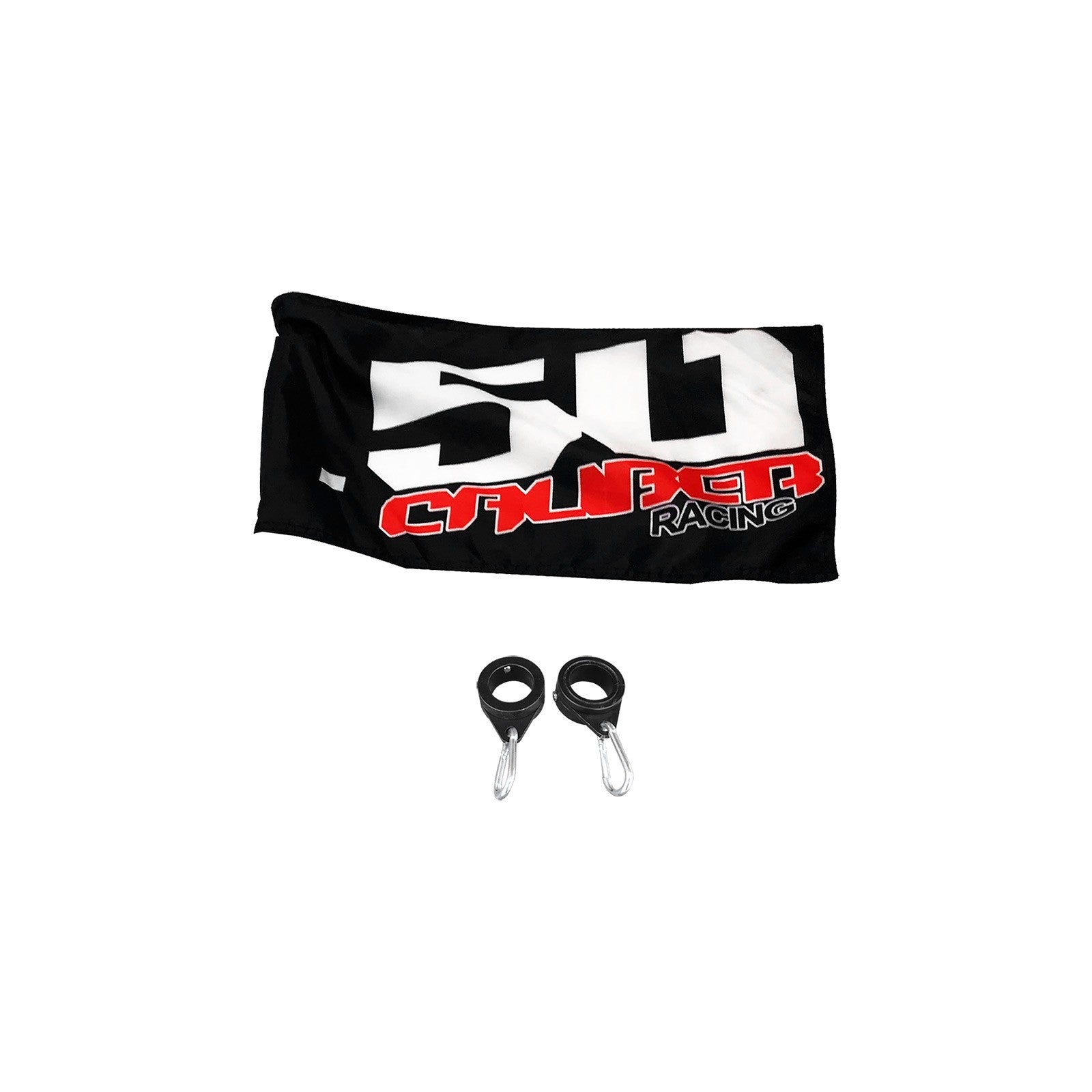 Each whip includes a 50 Caliber Racing flag and premium swivel clip mounts