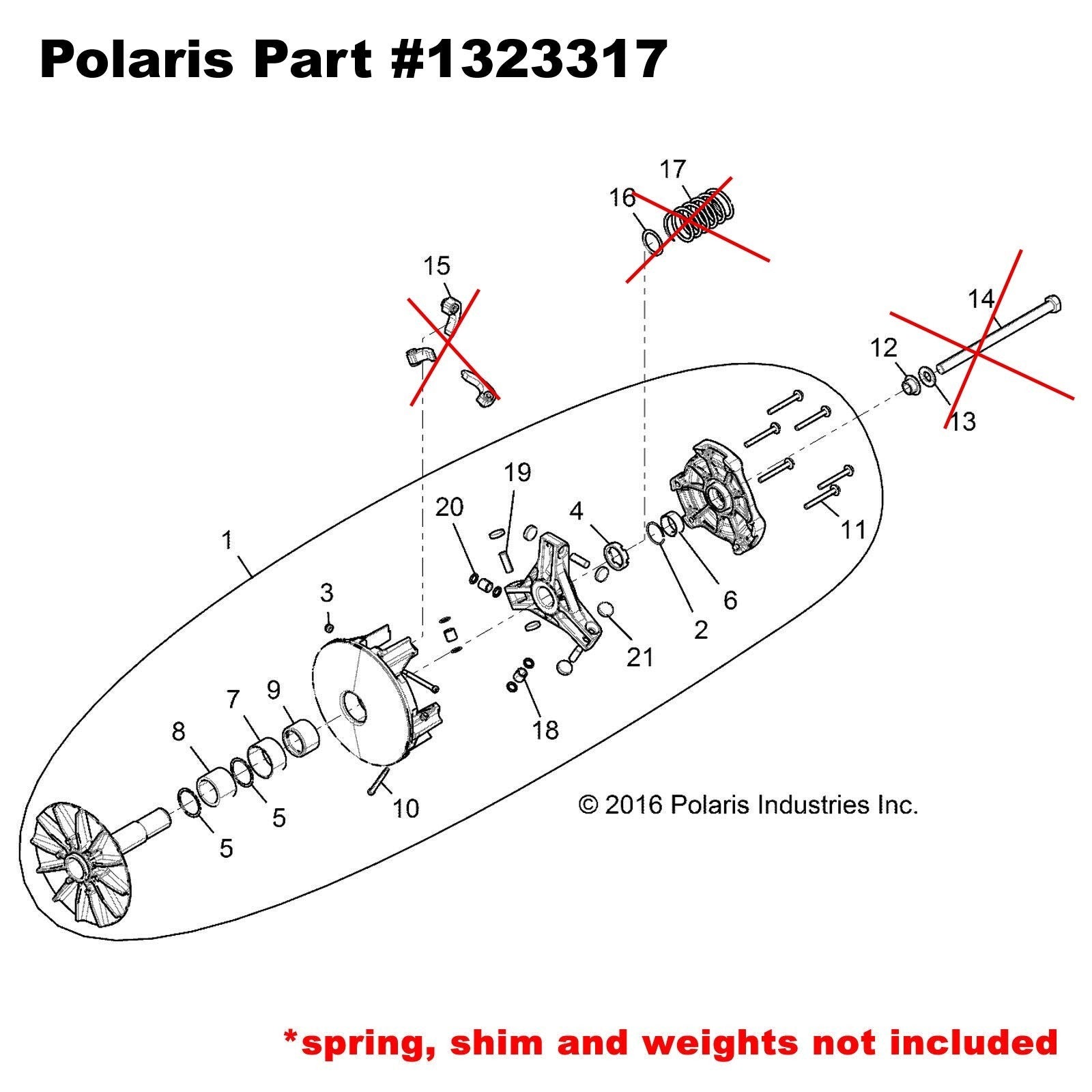 OEM Polaris Primary Drive Clutch 1323317 - XP1000 2019+, General 2020+