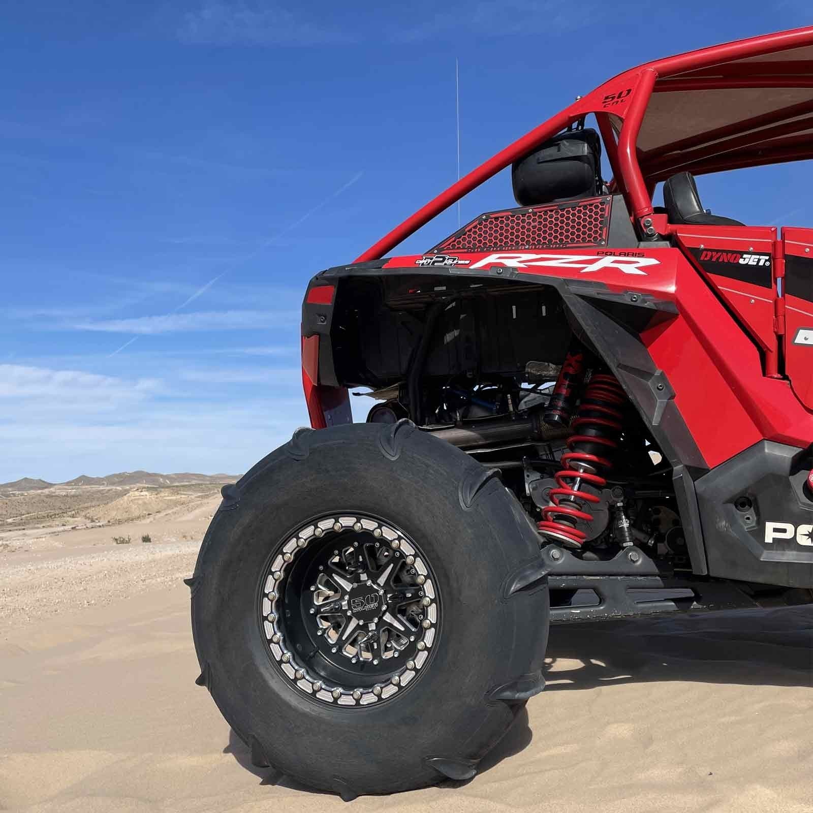 502 Billet Aluminum Bead lock wheel Mounted on a Polaris RZR Turbo S