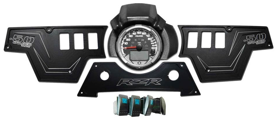 XP1000 3 piece Dash Panel Black with switches – 50 Caliber Racing