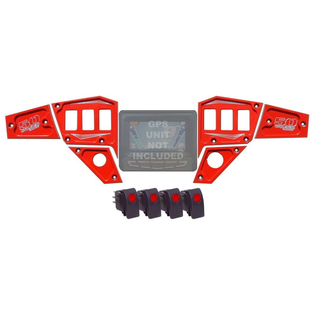 Polaris RZR Dash Panel Digital GPS 6 pc RED with switches