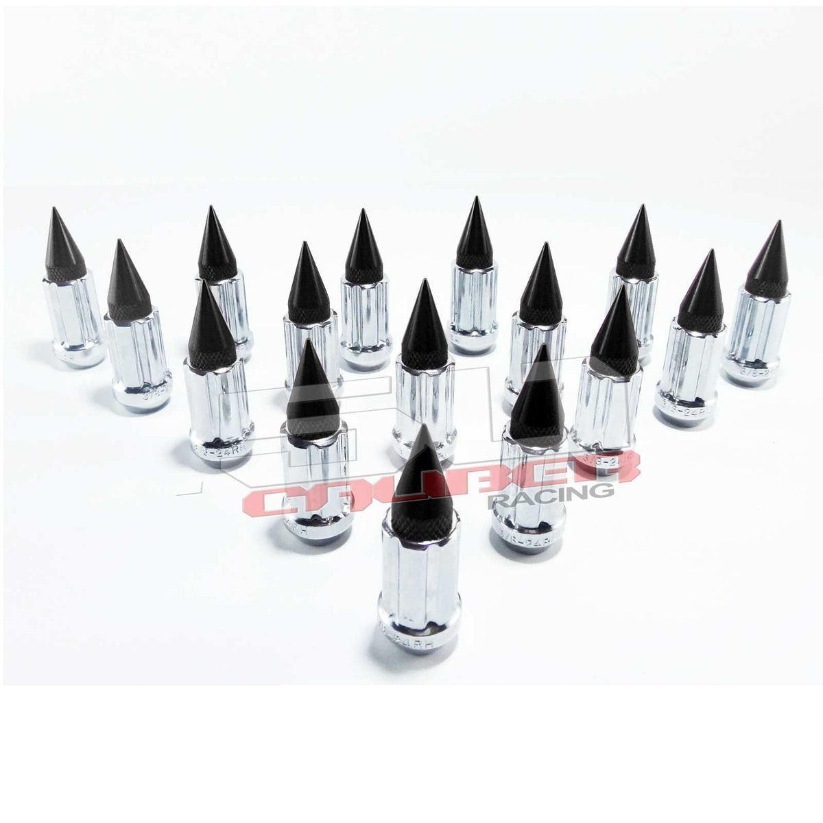 12 x 1.25 mm Chrome Spiked Lug Nuts - 16 Pack – 50 Caliber Racing