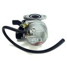 It is larger than the stock carburetor.